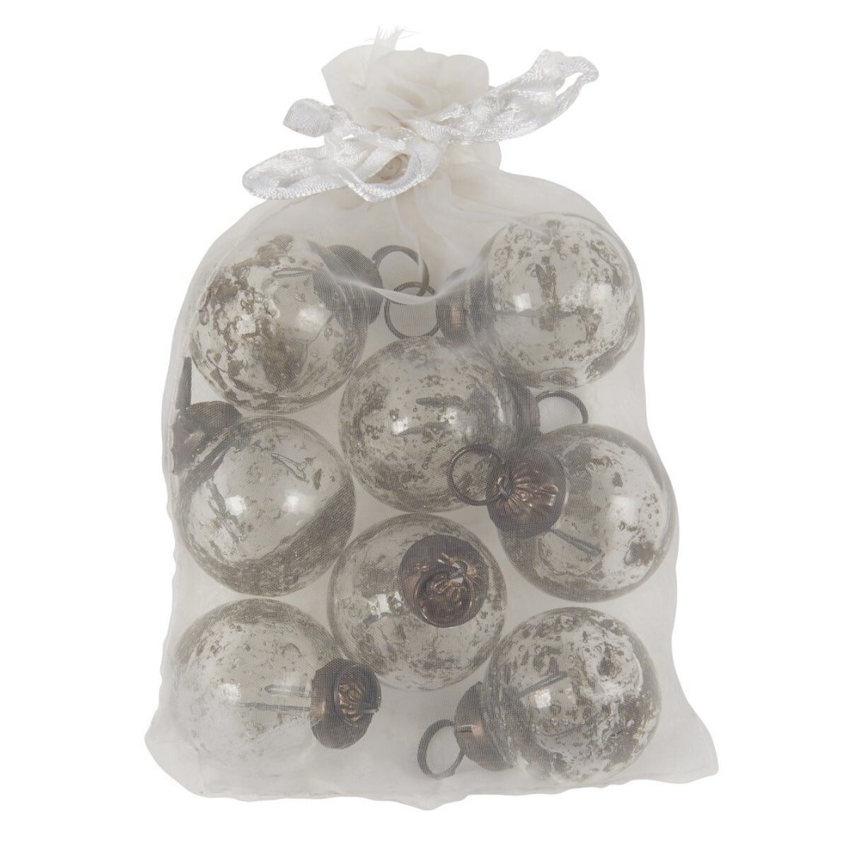 Tüte mit 8 Weihnachtskugeln mini, klar 