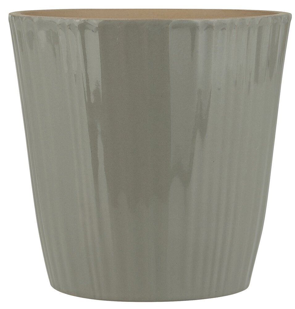 Übertopf konisch mit Rillen, braun Höhe 14,3, Ø 15 cm