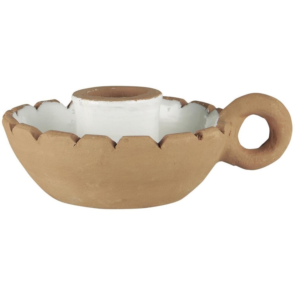 UNIKA handgefertigter Kerzenhalter für Stabkerzen, braun L13 x B9,8 x H4,3 cm