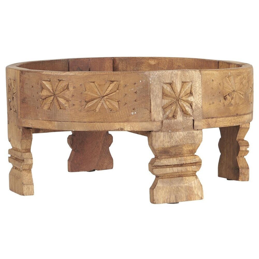 UNIKA Holz Tablett auf Füßen mit Schnitzereien, natur 