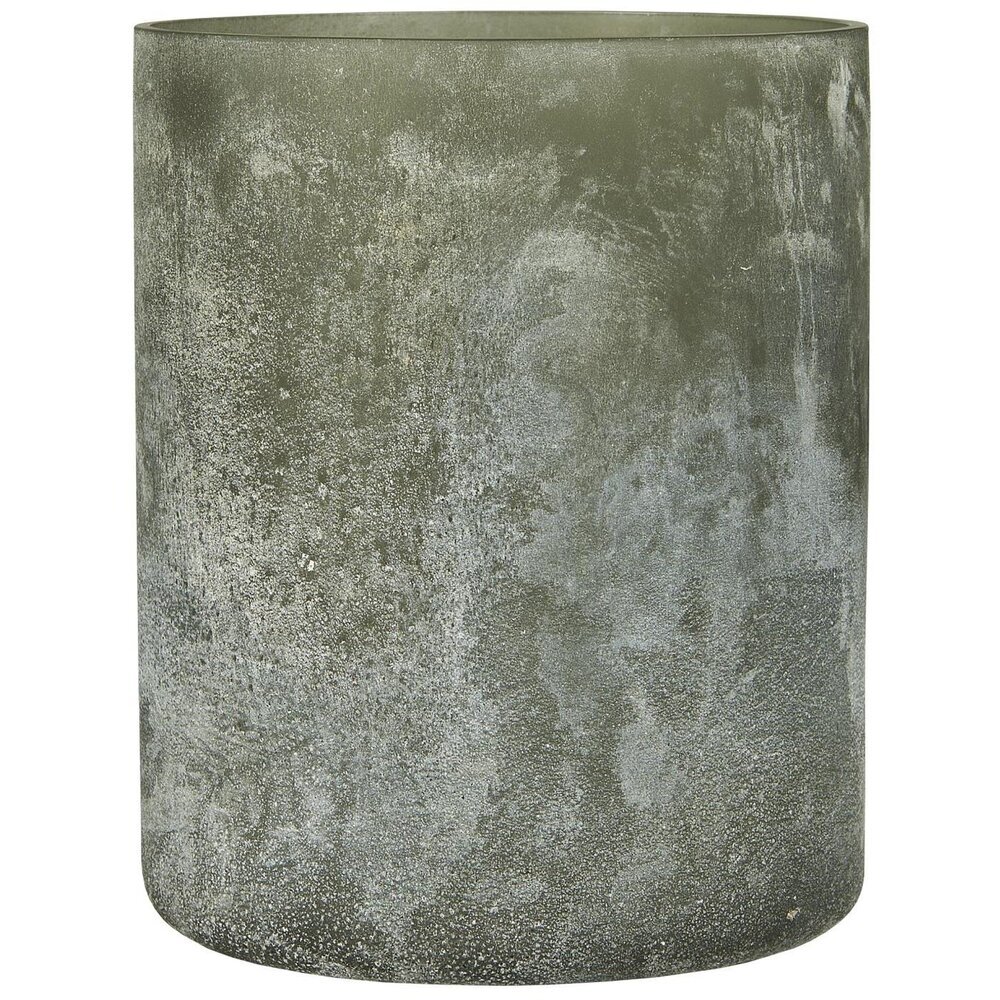 UNIKA Kerzenhalter frosted aus Glas, staubig grün Ø13 x H16 cm