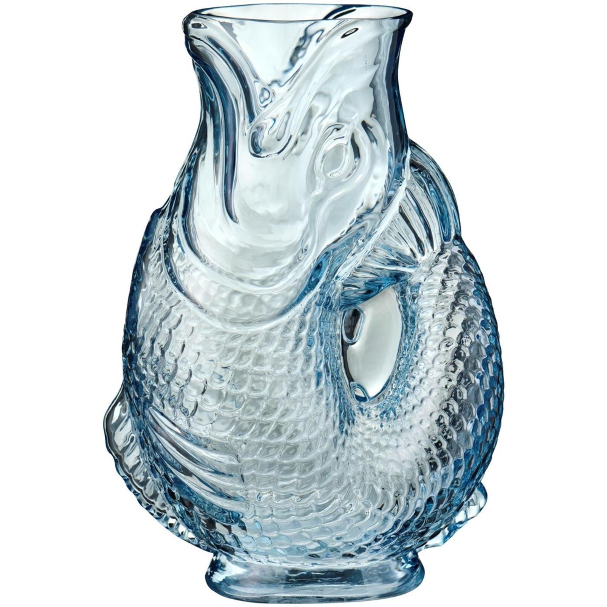 Fischförmige Vase hellblau aus Glas, blau 