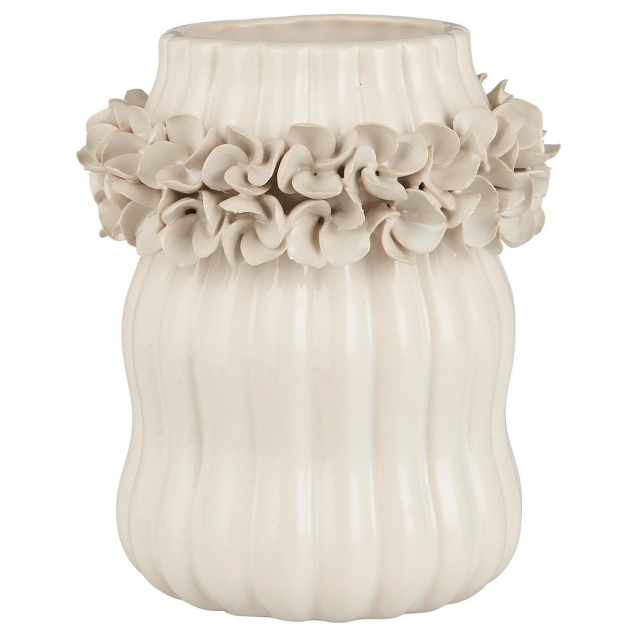 Vase mit Schmuck Hortensien, weiss 