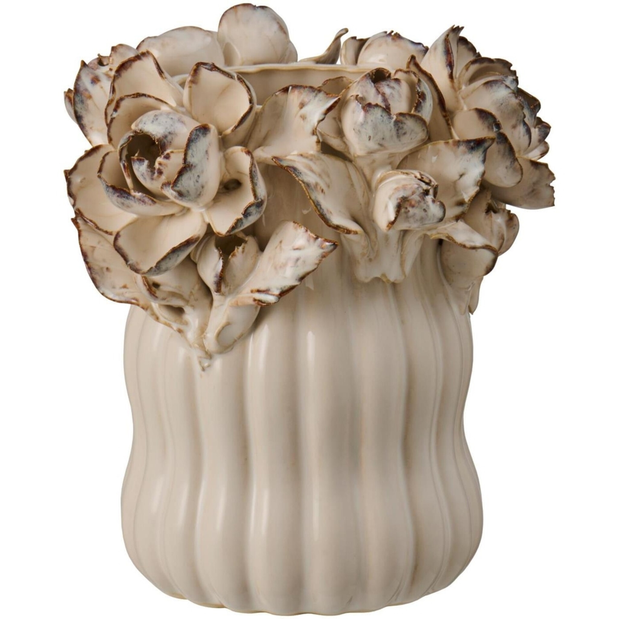 IB Laursen Vase Weiße Rose glasiert, beige Ø 14 cm, H 16 cm