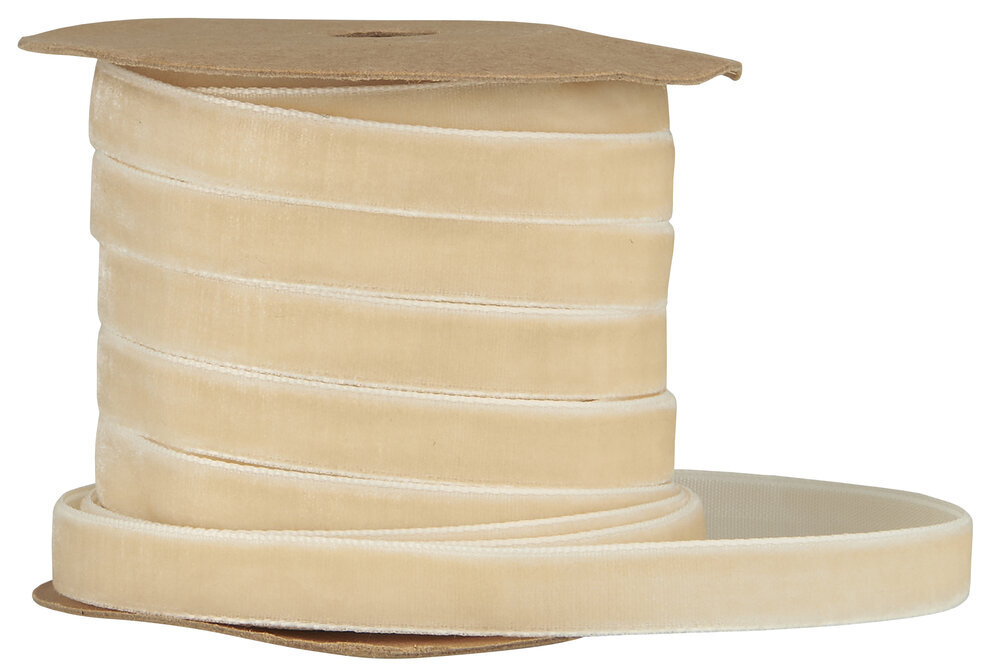 Veloursband auf Spule 10 m, creme 