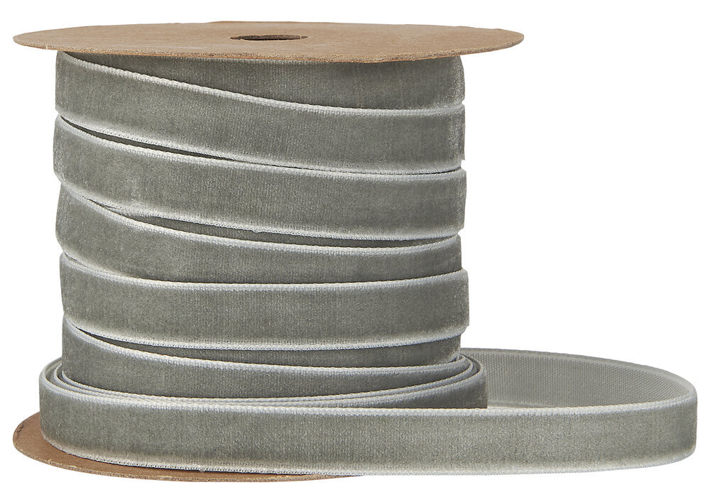 Veloursband auf Spule 10 m, grau 