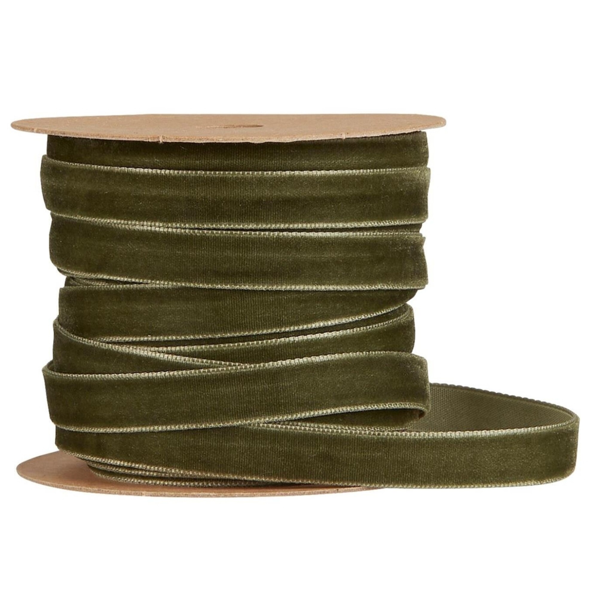 Veloursband auf Spule 10 m, moosgrün 