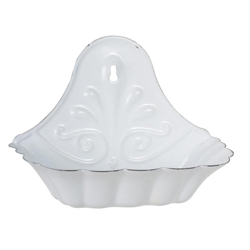 Verzierte Seifenschale aus Emaille, weiss 