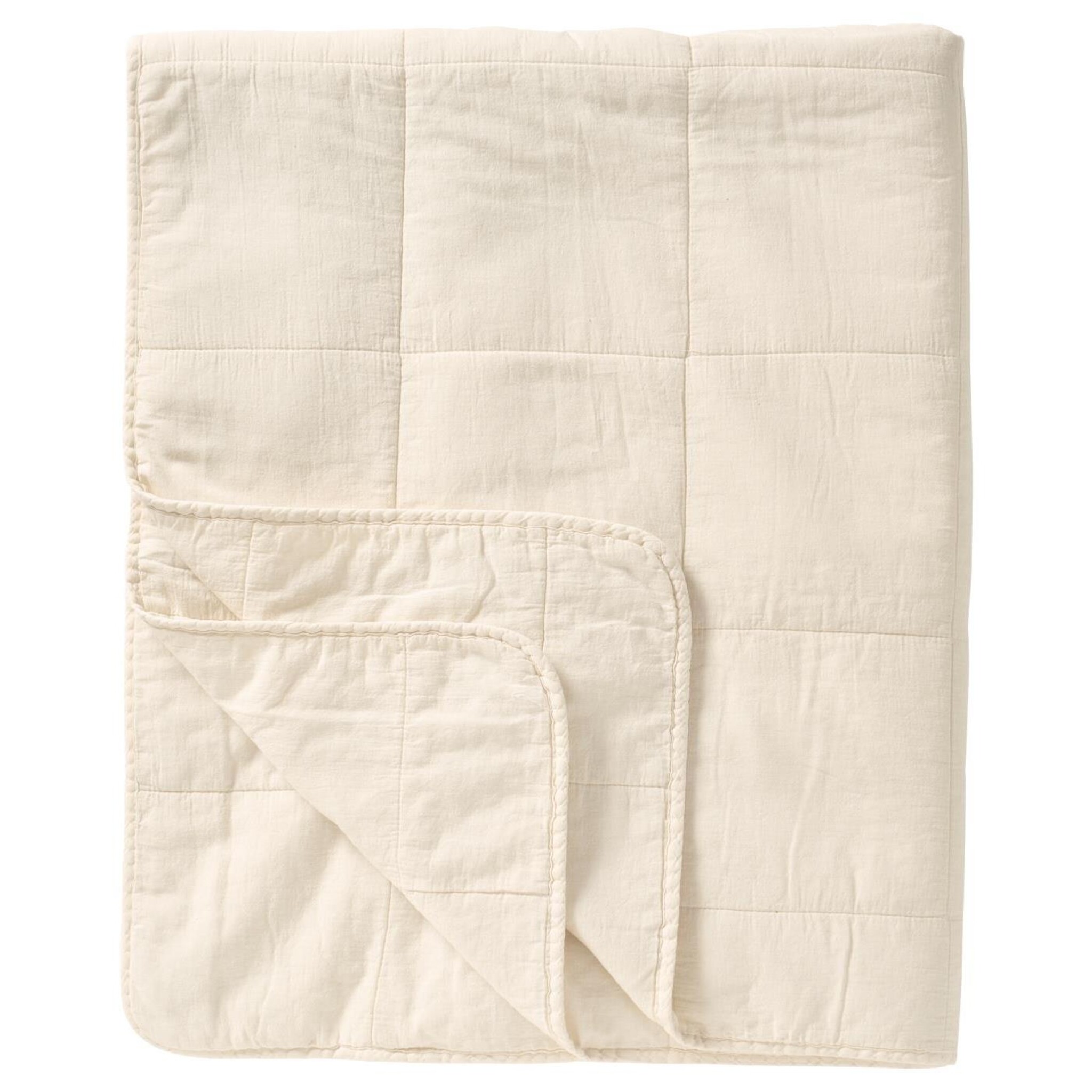 Vintage Bettdecke doppelt, butter cream 