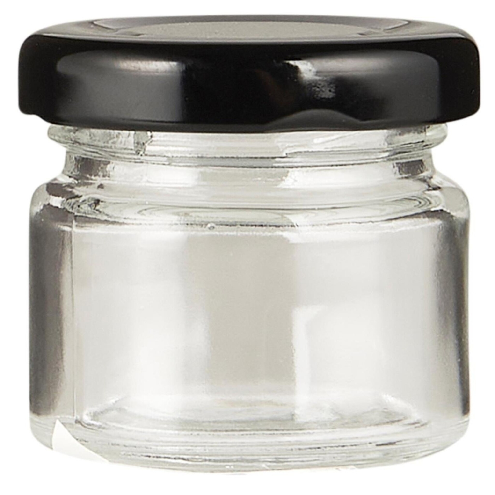 Vorratsglas mit schwarzem Schraubdeckel, klar 20 ml, Höhe 4.1, Ø 4.5 cm