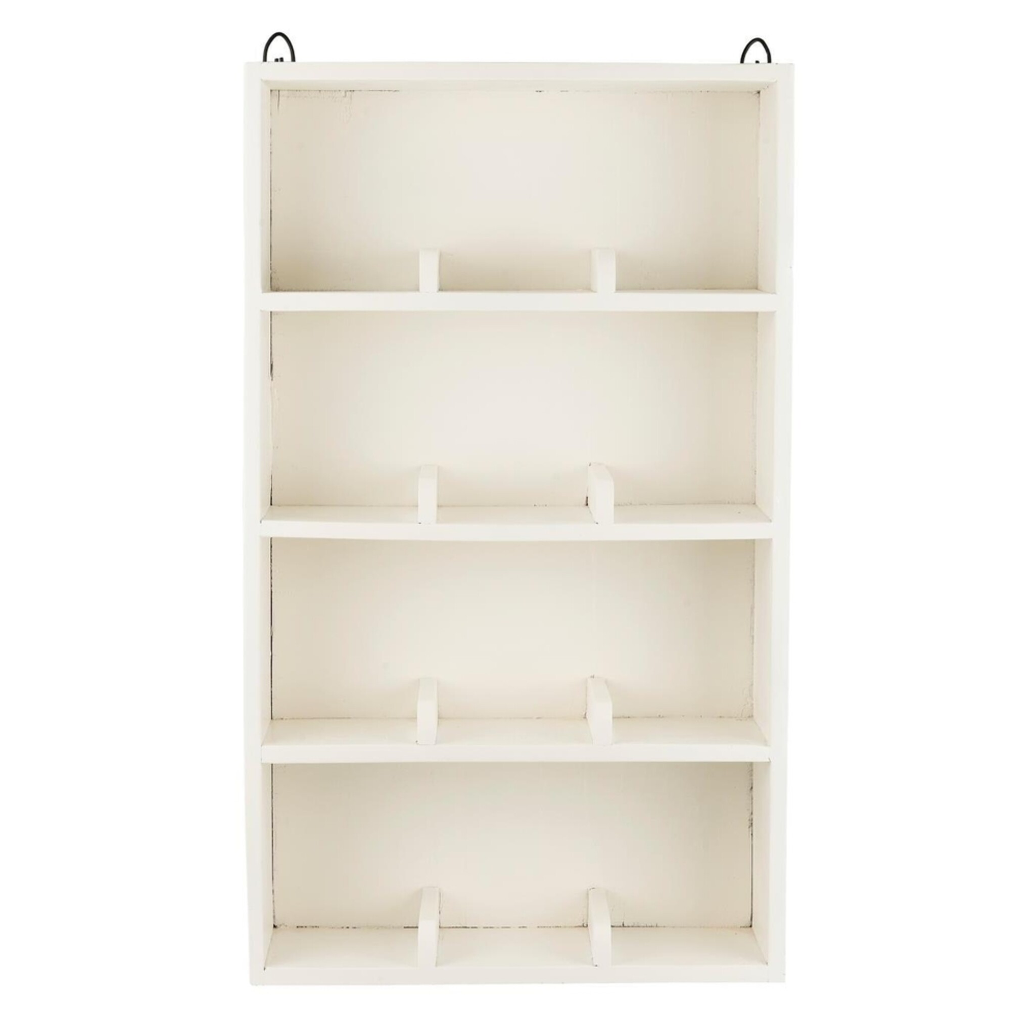 Wandregal aus Holz mit 4 Ablagen und Fachteilern UNIKA, weiss 
