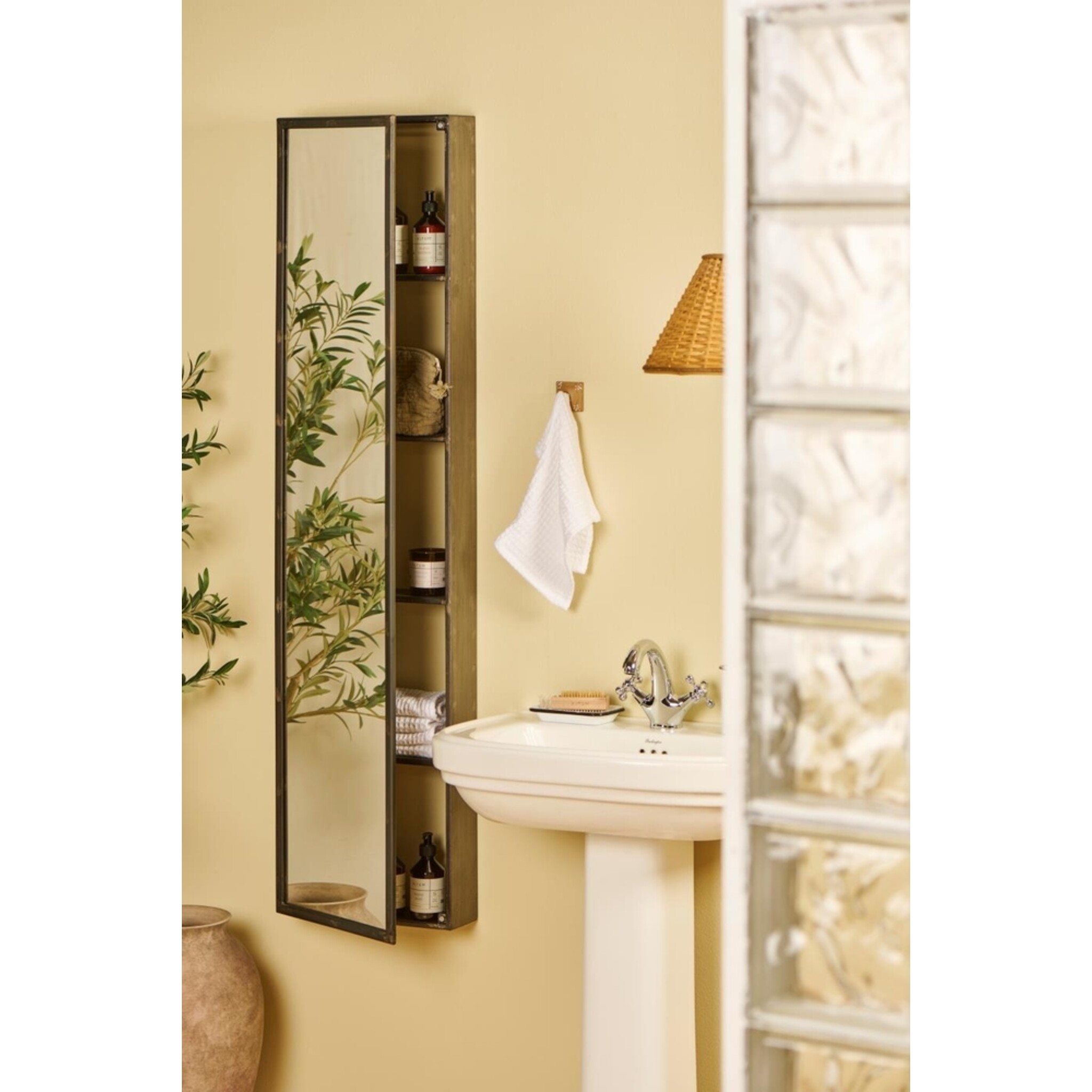 IB Laursen Wandschrank Brooklyn mit Spiegelfront & 4 Ablagen, schwarz B: 11,5 H: 145,5 L: 35,5