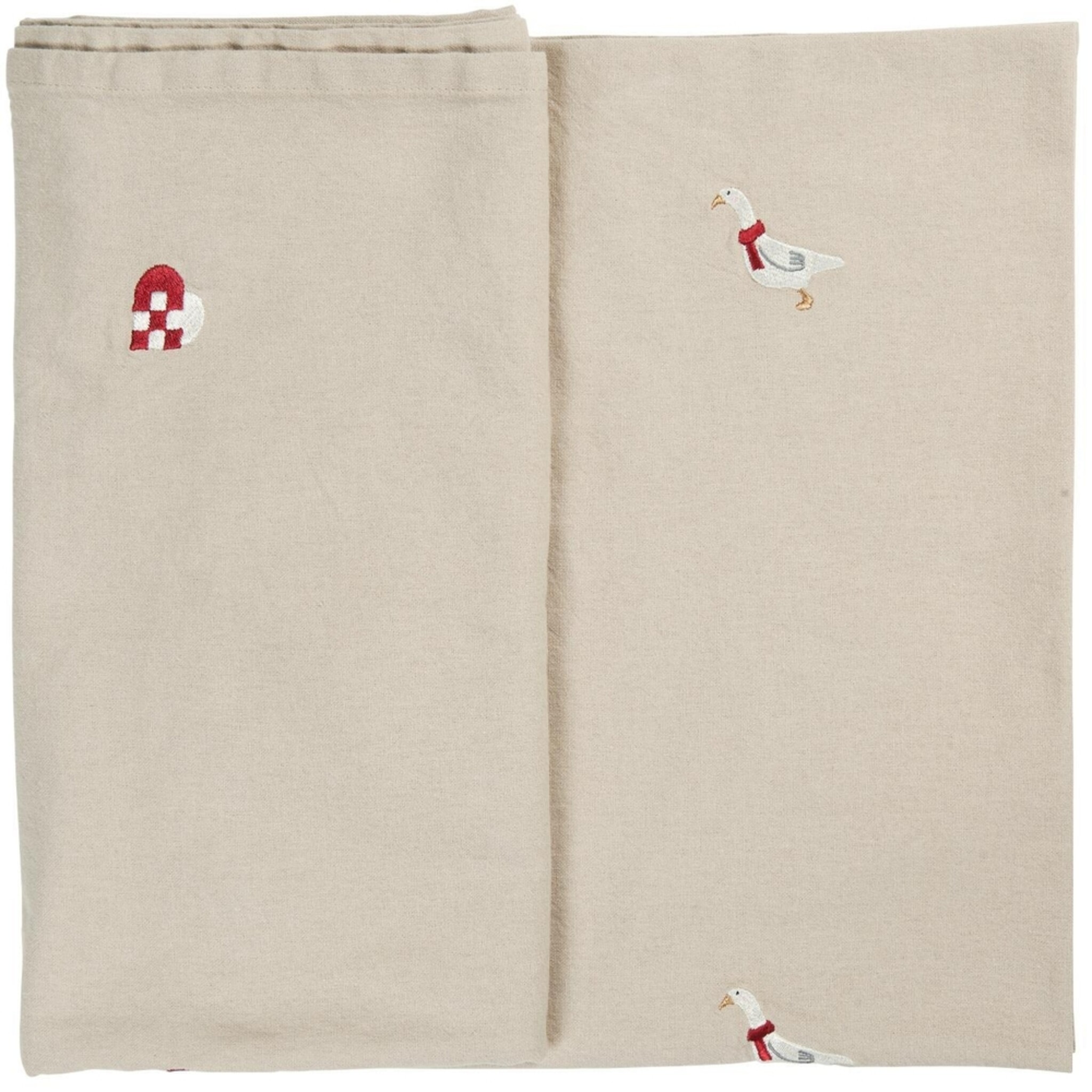 Weihnachtliche Tischdecke mit Figuren Quadratisch, natur 