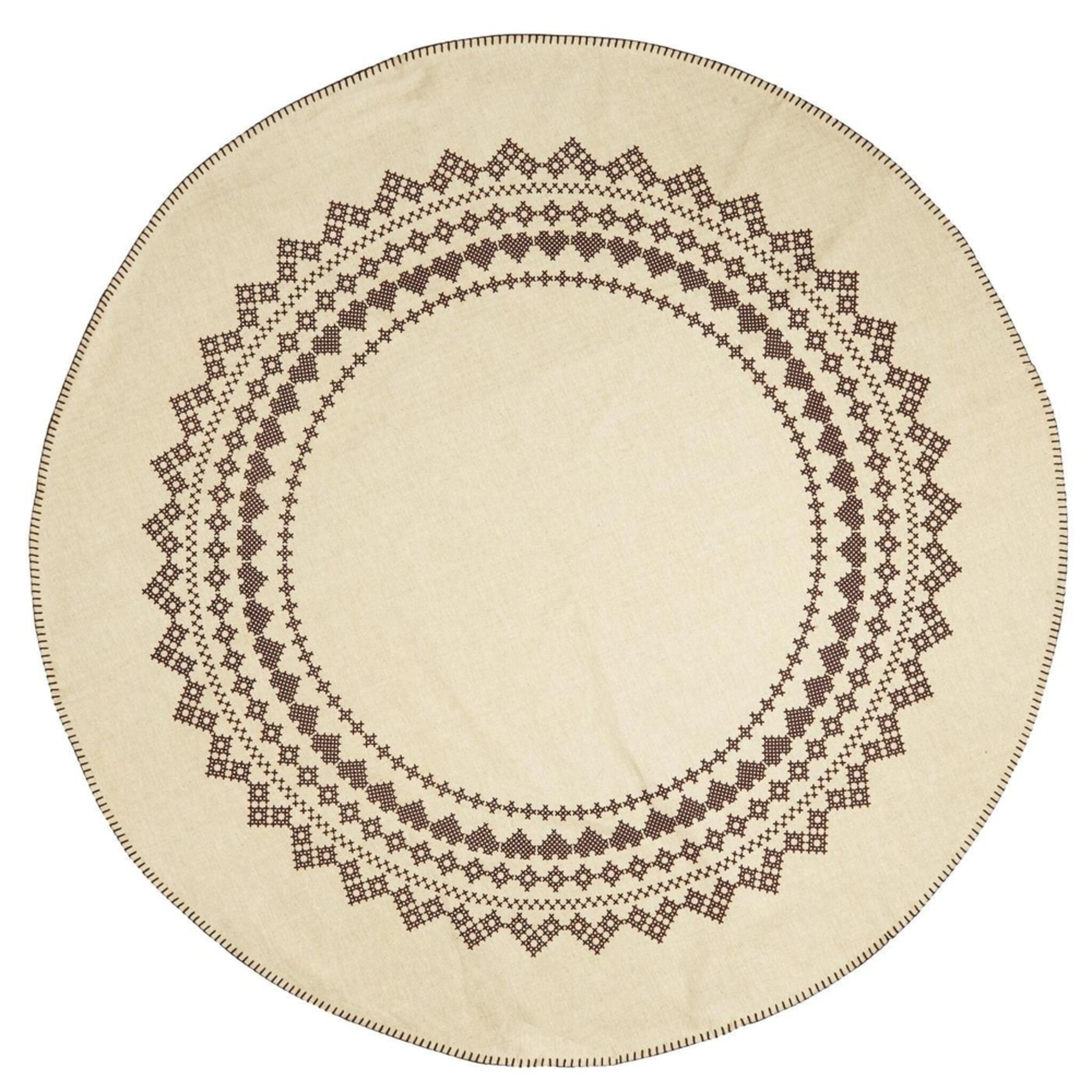 Weihnachtsbaumteppich mit Randstickerei, braun