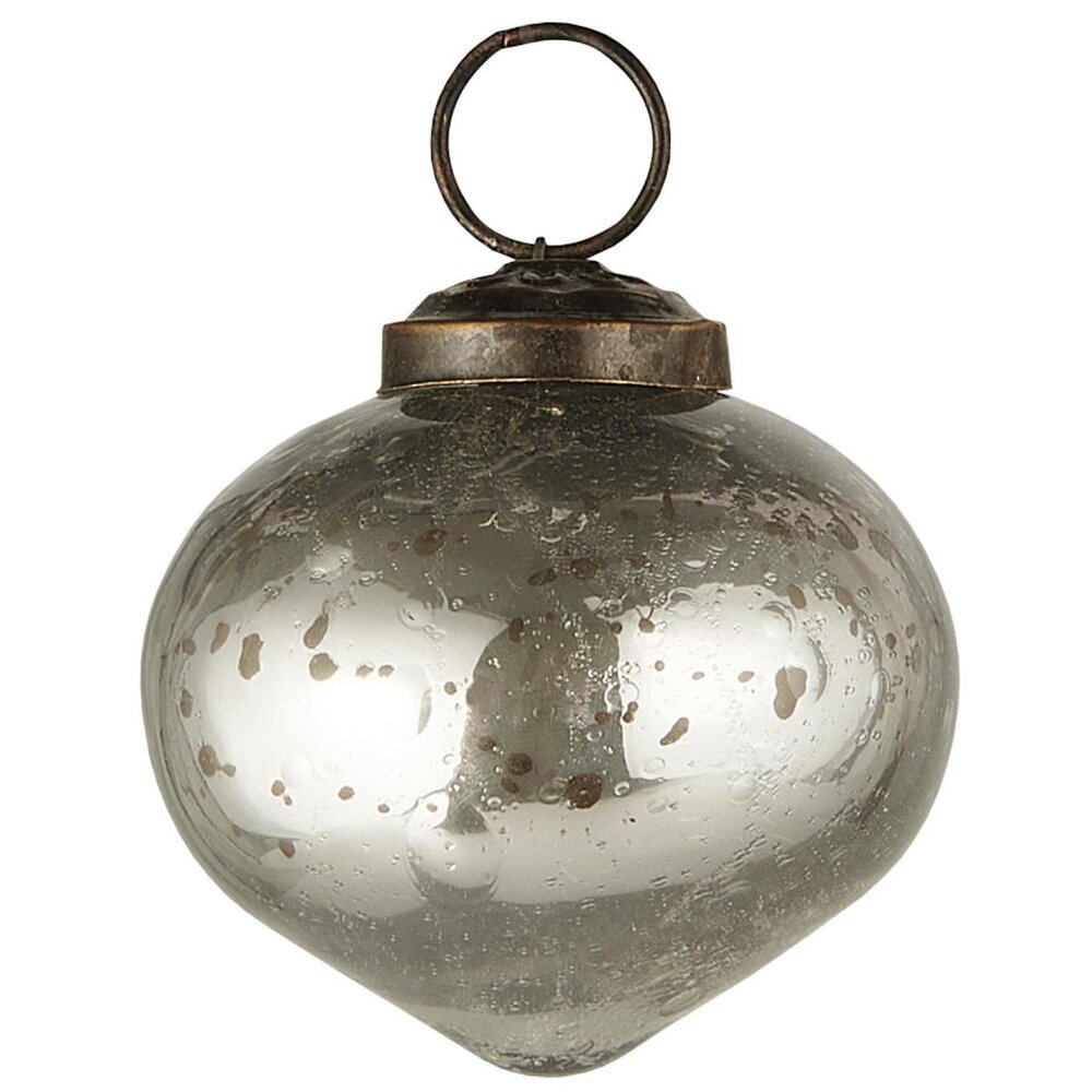 Weihnachtskugel bubbled Glas zwiebelförmig, silber Höhe 5.4, Ø 5.2 cm
