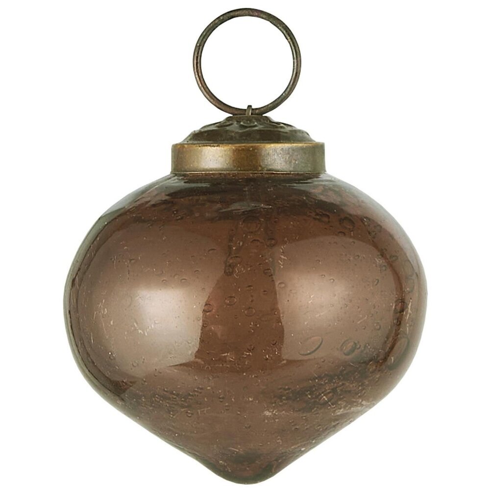 Weihnachtskugel bubbled Glas zwiebelförmig, mokka Höhe 5.4, Ø 5.2 cm