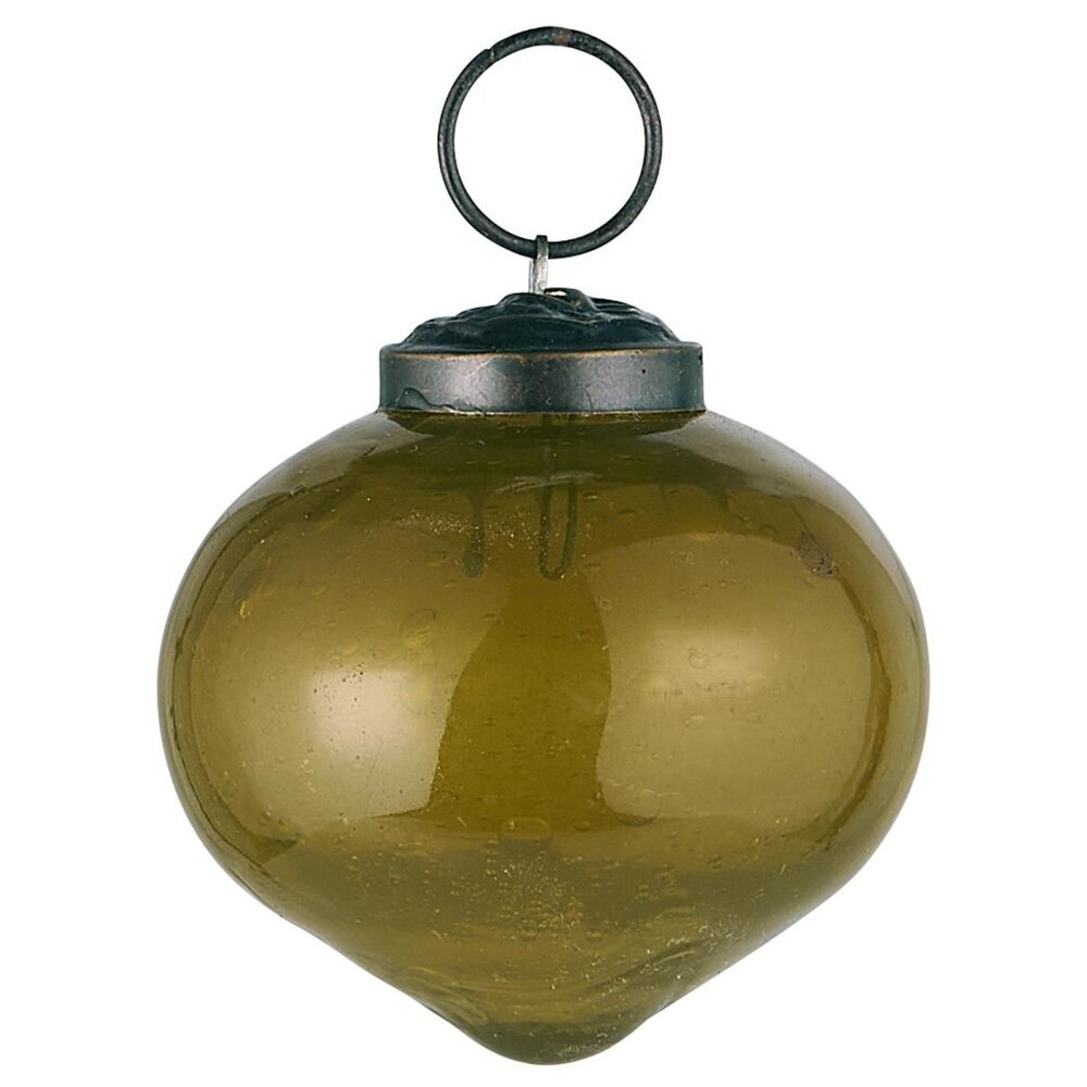 Weihnachtskugel bubbled Glas zwiebelförmig, autumn green Höhe 5.4, Ø 5.2 cm