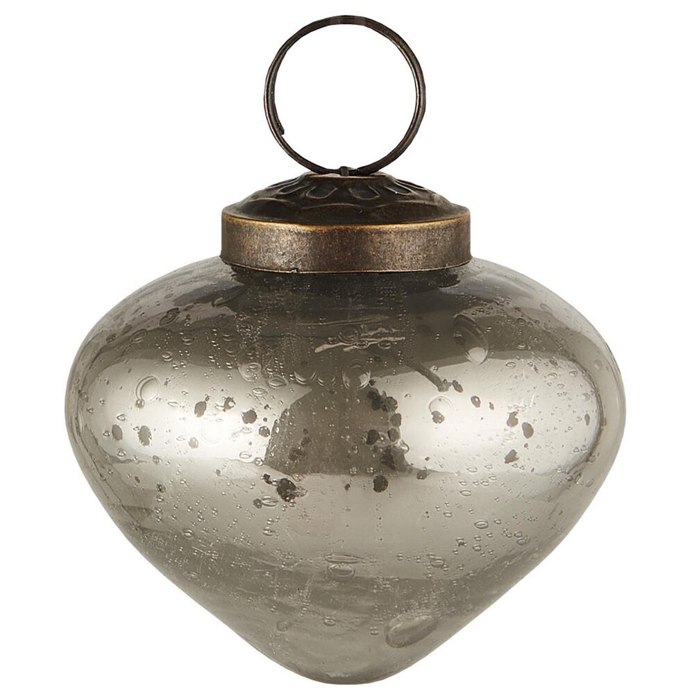 Weihnachtskugel bubbled Glas zwiebelförmig, silber Höhe 6, Ø 6.3 cm