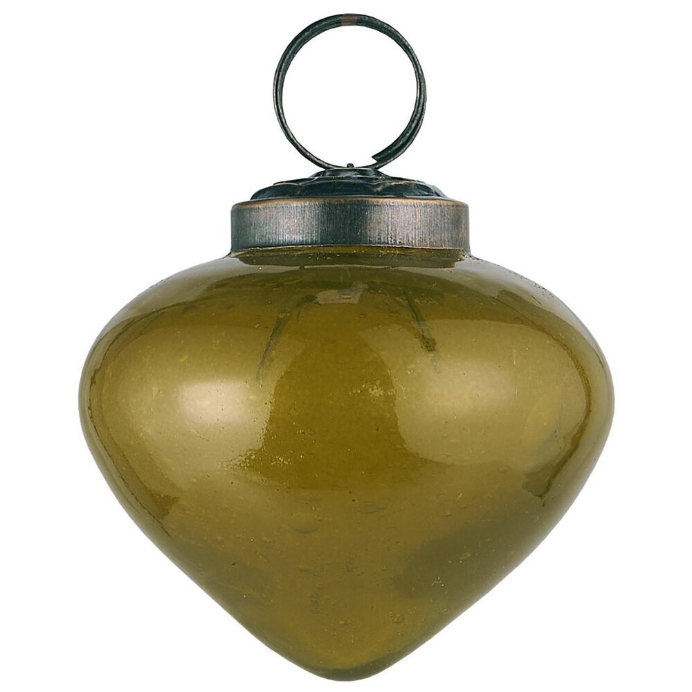 Weihnachtskugel bubbled Glas zwiebelförmig, autumn green Höhe 6, Ø 6.3 cm