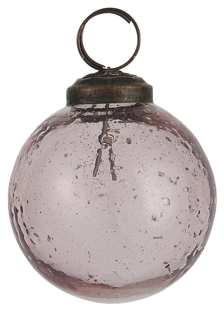 IB Laursen Weihnachtskugel Glas pebbled, rosa Höhe 6.5, Ø 5.8 cm