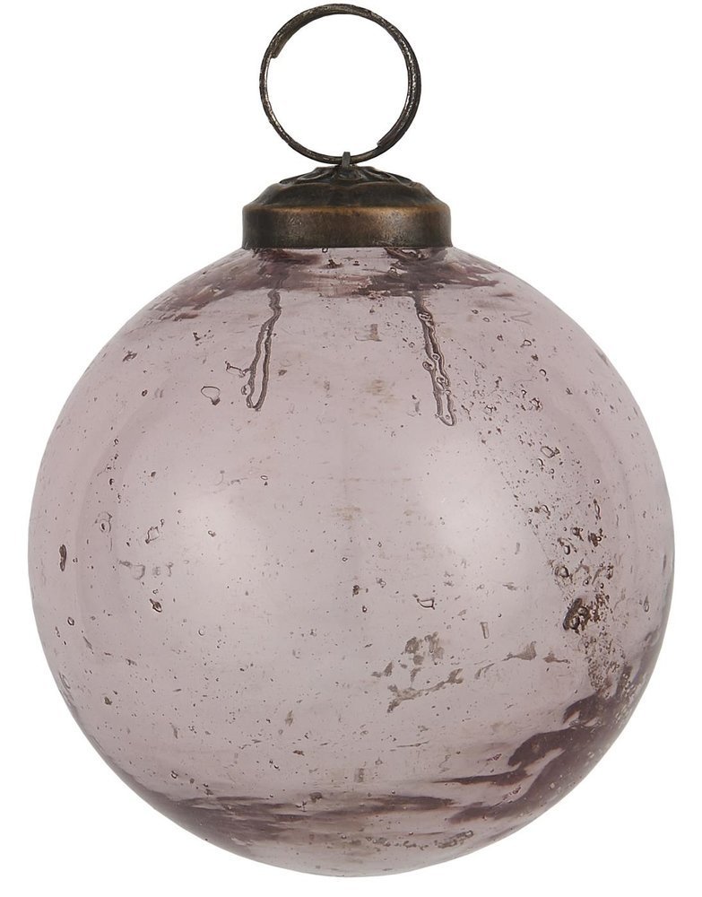 IB Laursen Weihnachtskugel Glas pebbled, rosa Höhe 8.3, Ø 8 cm
