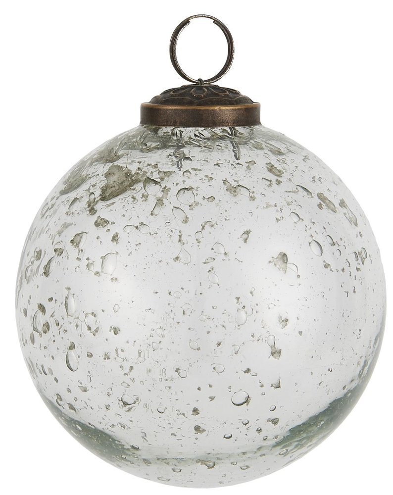 IB Laursen Weihnachtskugel Glas pebbled, farblos Höhe 10.5, Ø 9.5 cm