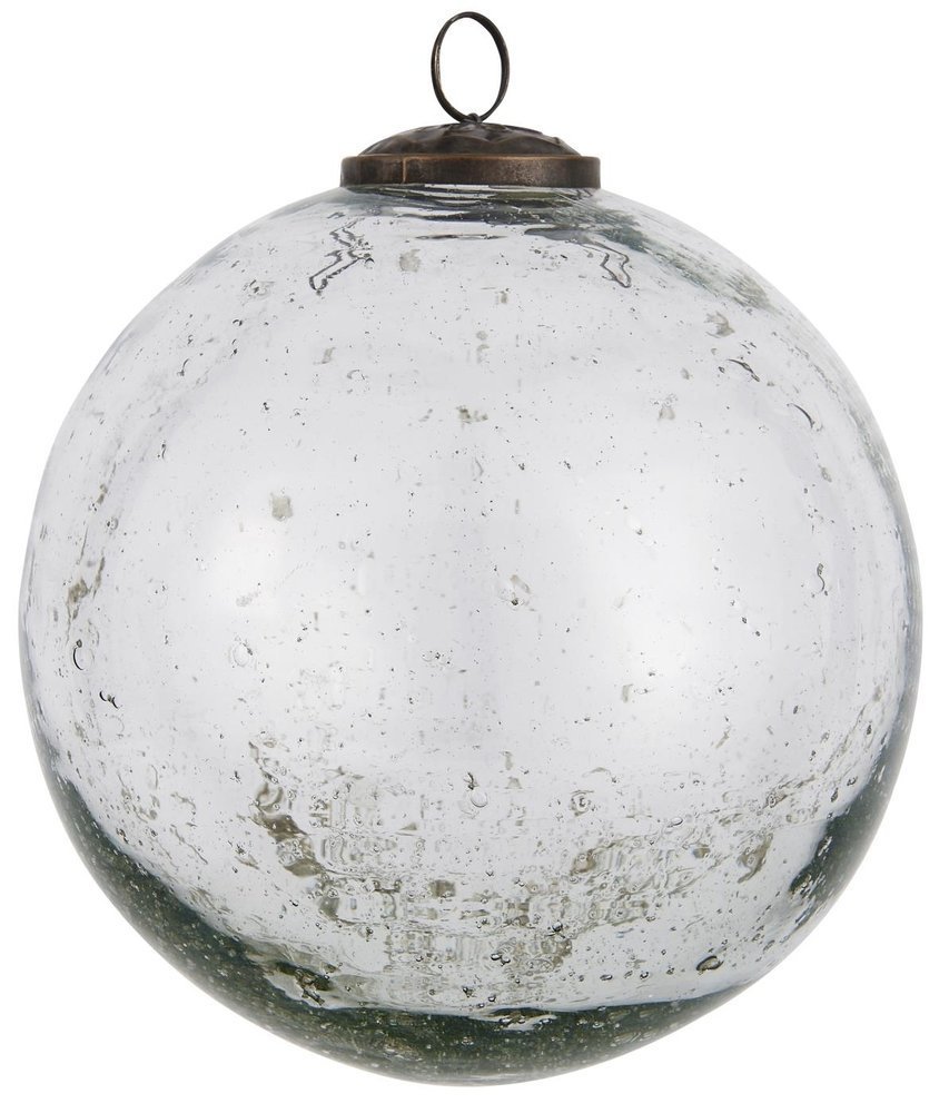IB Laursen Weihnachtskugel Glas pebbled, farblos Höhe 15.2, Ø 13.4 cm