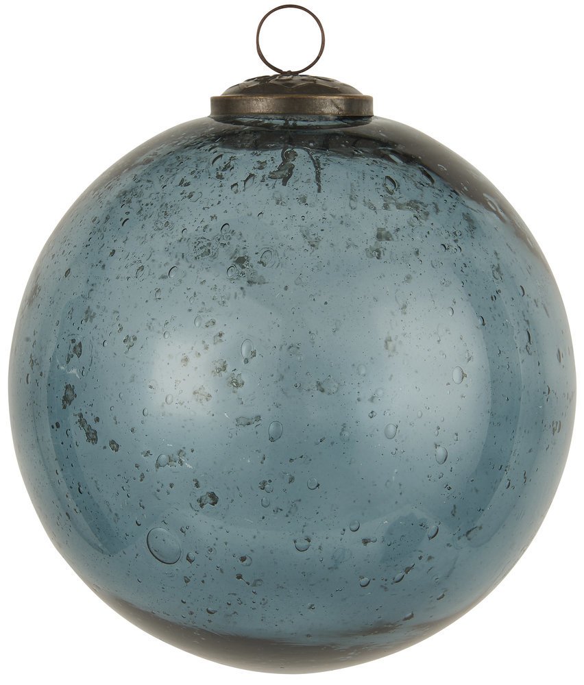 IB Laursen Weihnachtskugel Glas pebbled, petrol Höhe 15.2, Ø 13.4 cm