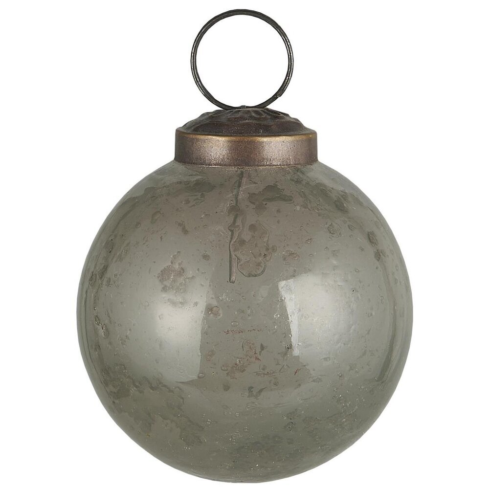 IB Laursen Weihnachtskugel Glas pebbled, grey Höhe 6.5, Ø 5.8 cm