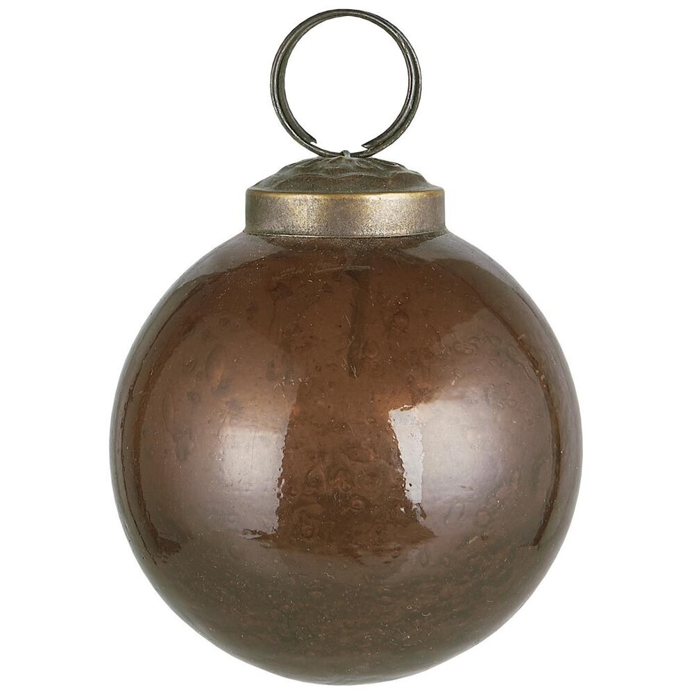 IB Laursen Weihnachtskugel Glas pebbled, mokka Höhe 6.5, Ø 5.8 cm