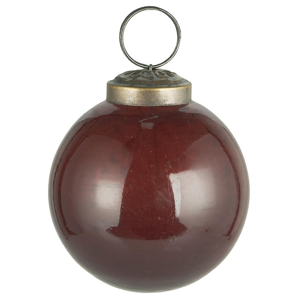 IB Laursen Weihnachtskugel Glas pebbled, coral almond Höhe 6.5, Ø 5.8 cm