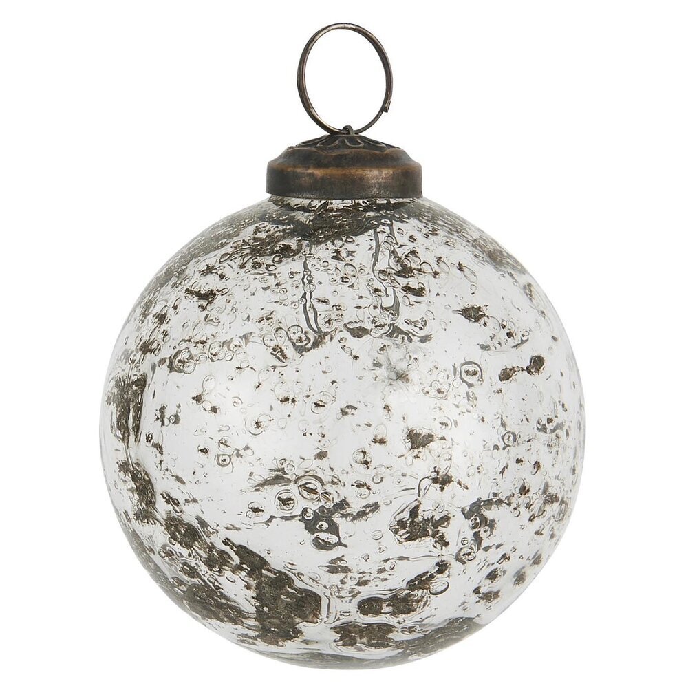 IB Laursen Weihnachtskugel Glas pebbled, farblos Höhe 8.3, Ø 8 cm