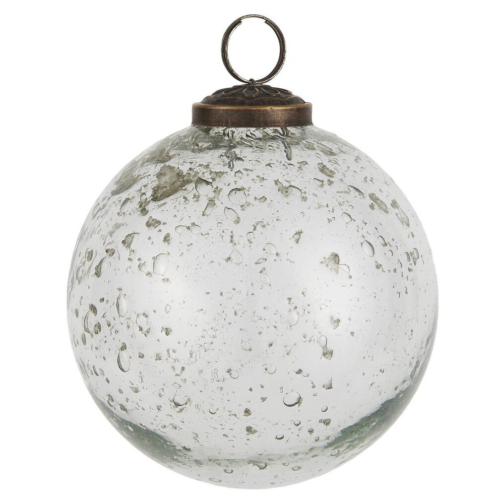 IB Laursen Weihnachtskugel Glas pebbled, farblos Höhe 10.5, Ø 9.5 cm