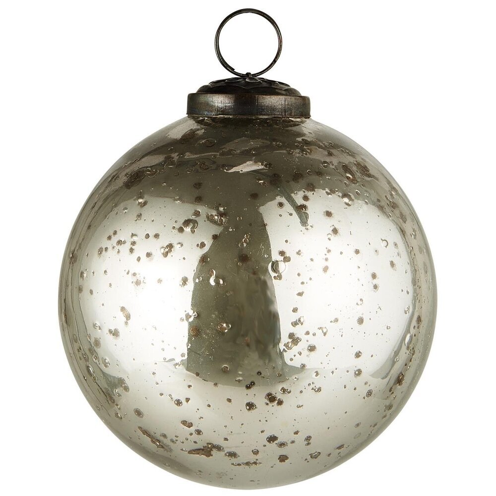 IB Laursen Weihnachtskugel Glas pebbled, silber Höhe 10.5, Ø 9.5 cm