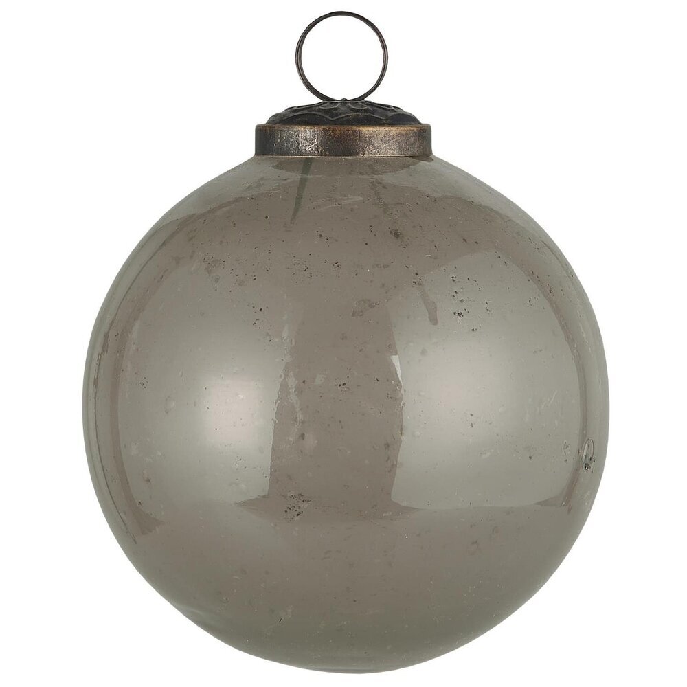 IB Laursen Weihnachtskugel Glas pebbled, grey Höhe 10.5, Ø 9.5 cm