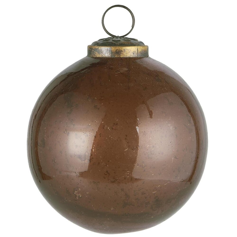 IB Laursen Weihnachtskugel Glas pebbled, mokka Höhe 10.5, Ø 9.5 cm