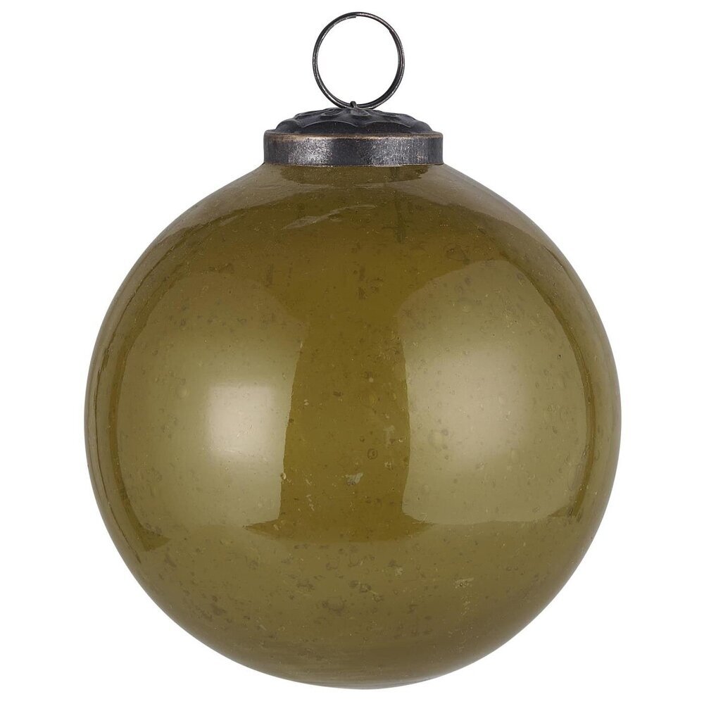 IB Laursen Weihnachtskugel Glas pebbled, autumn green Höhe 10.5, Ø 9.5 cm