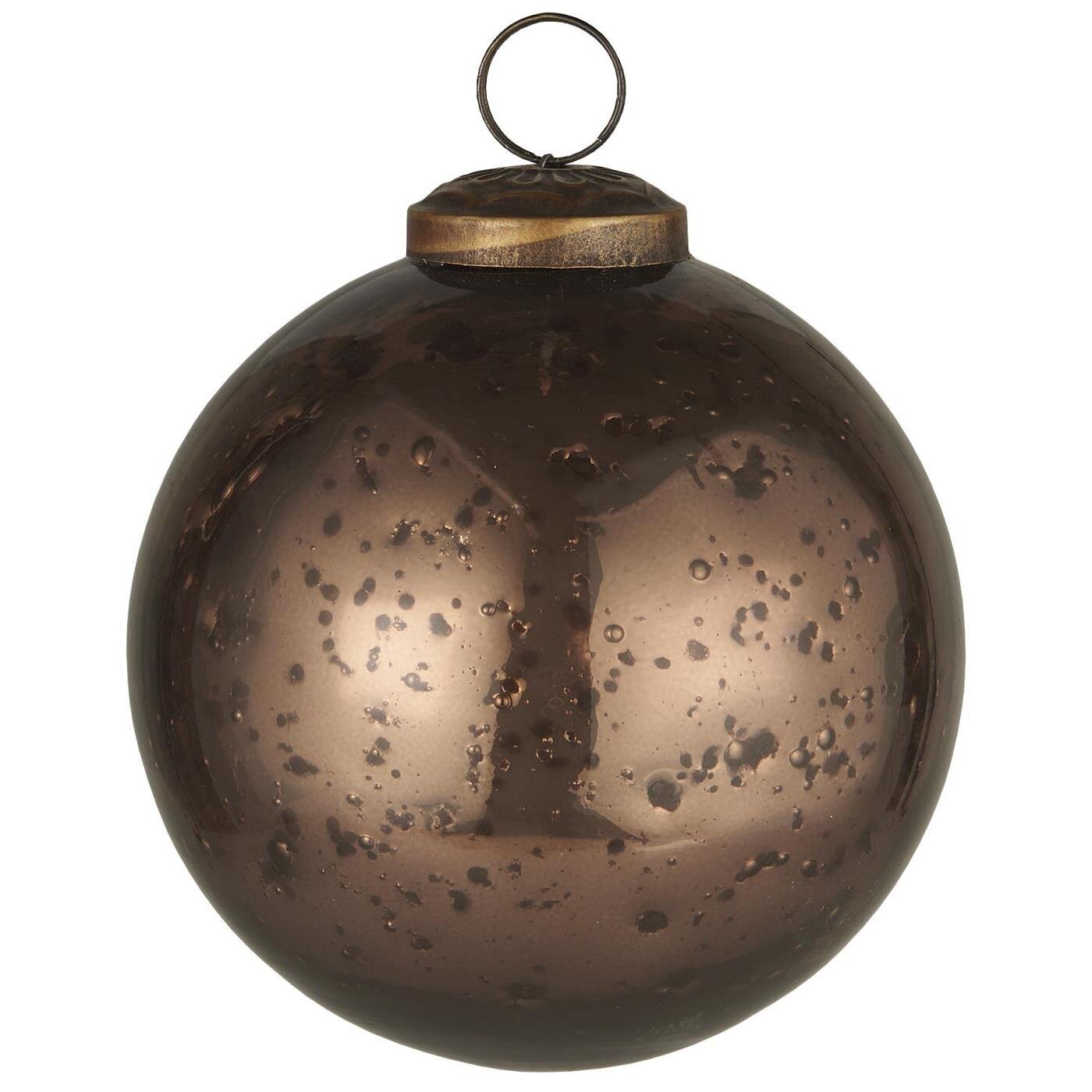 IB Laursen Weihnachtskugel Glas pebbled, rustic brown 