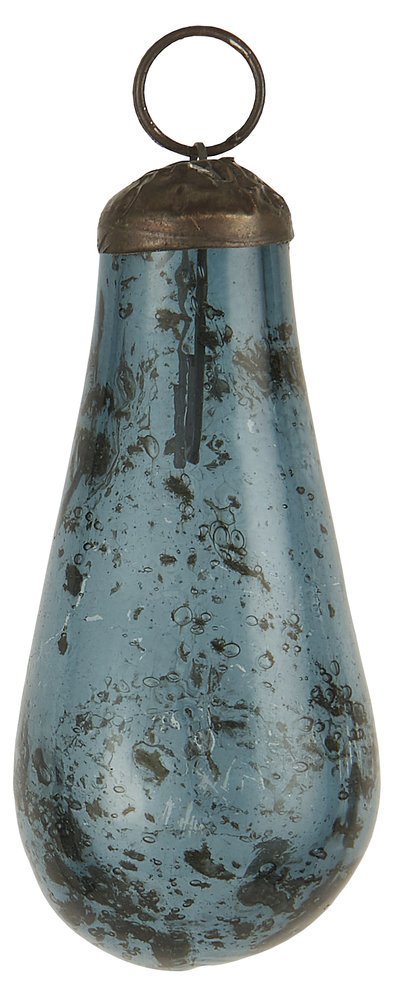 Weihnachtskugel Tropfen pebbled Glas, petrol 3 x 3 x 7.4 cm