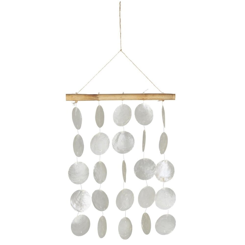 Windspiel mit Strandmuscheln und Seegras, weiss 