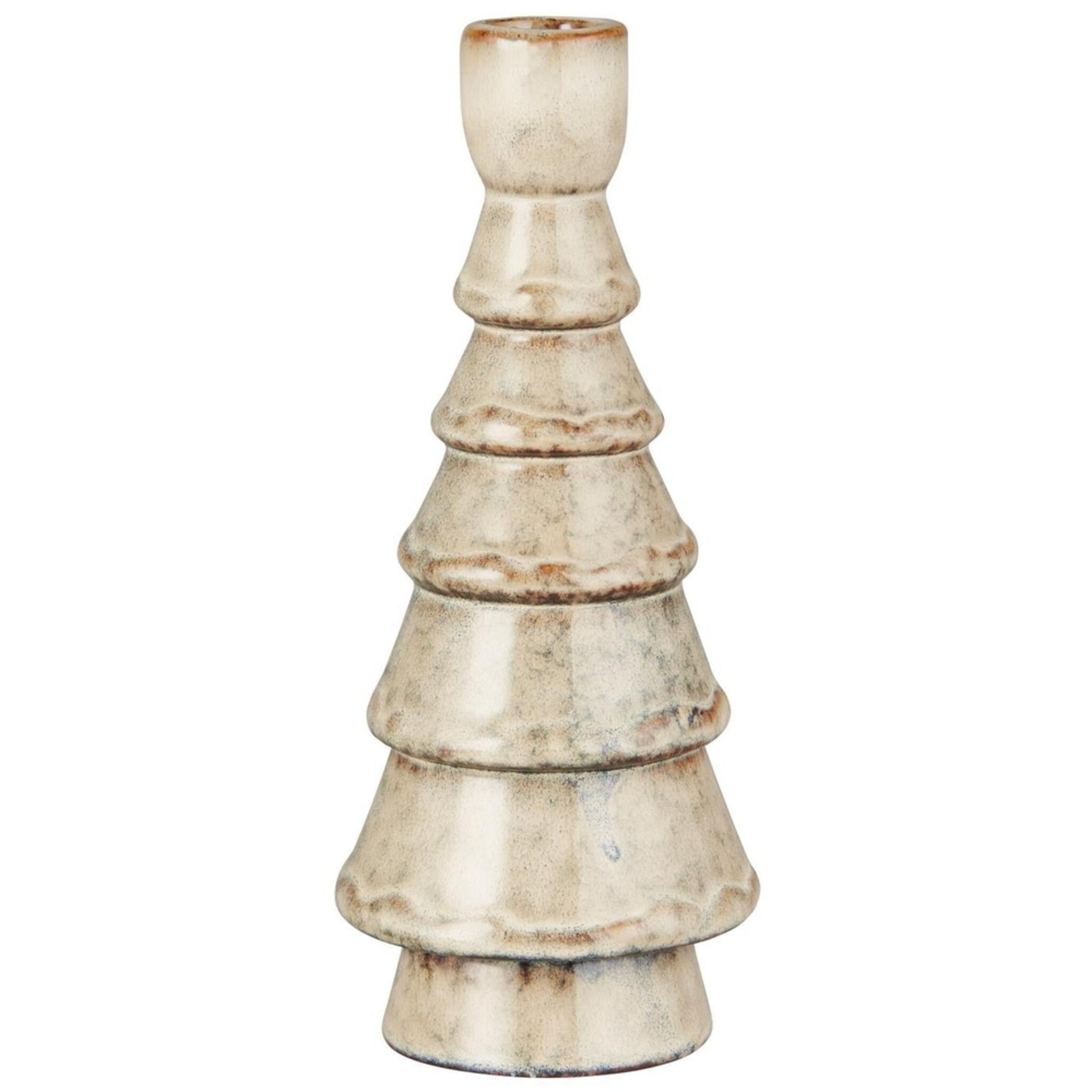 Winterlicher Kerzenhalter gerillt, braunmeliert 