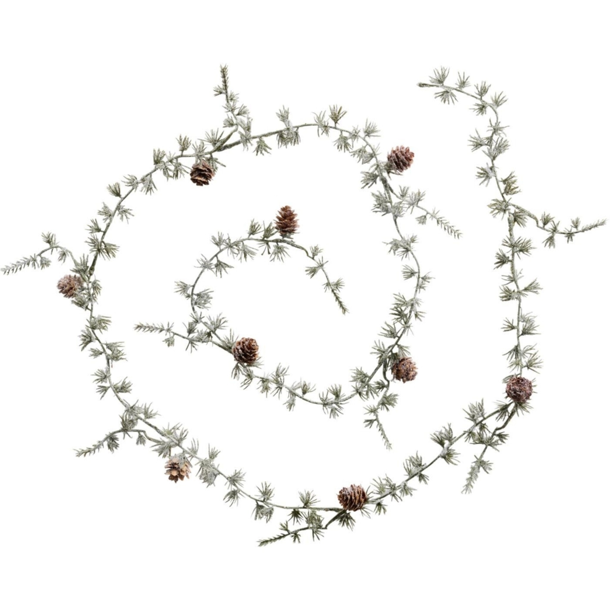 Zederngirlande künstlich mit Zapfen und künstlichem Schnee, grün 