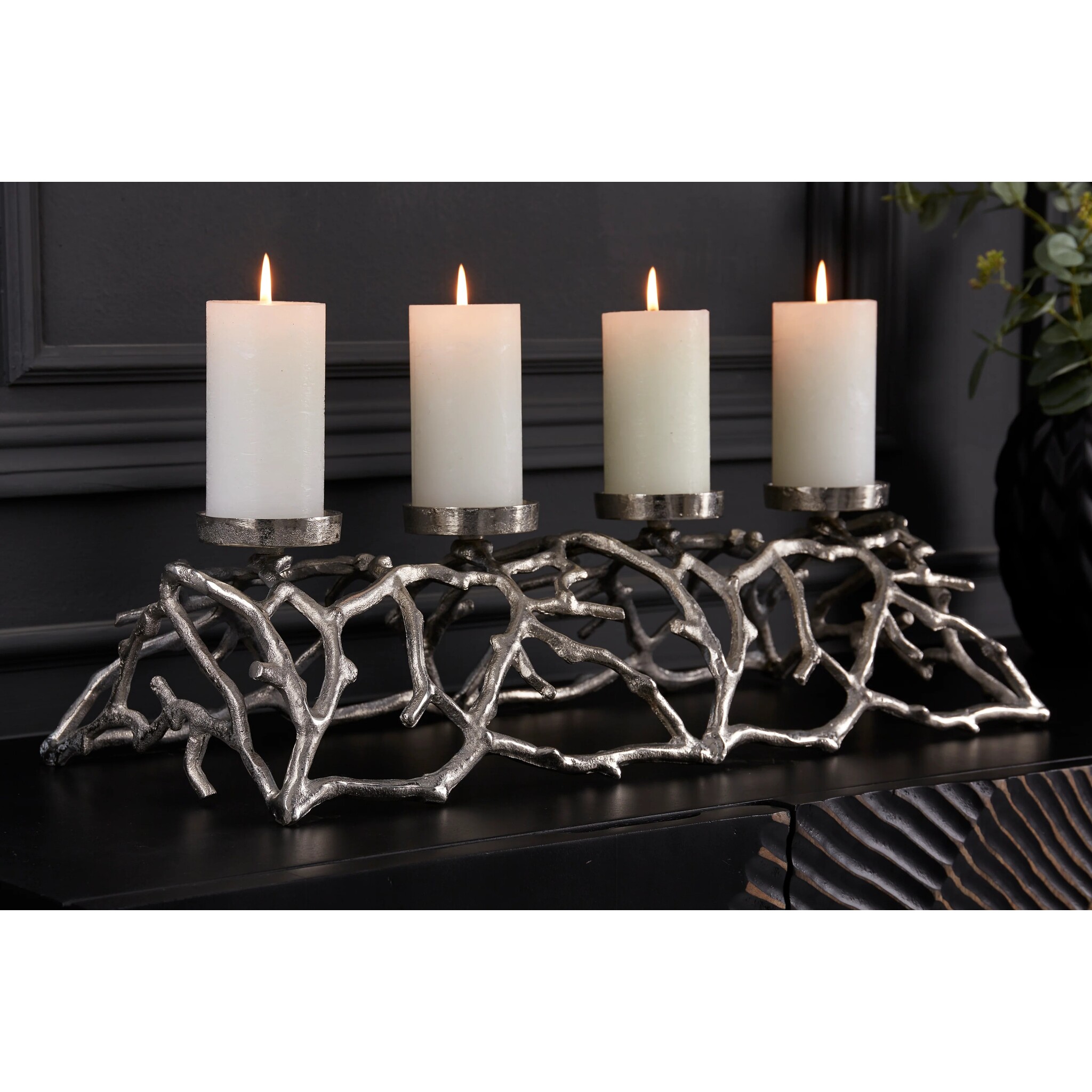 4-fach Kerzenhalter Abstract, silber 