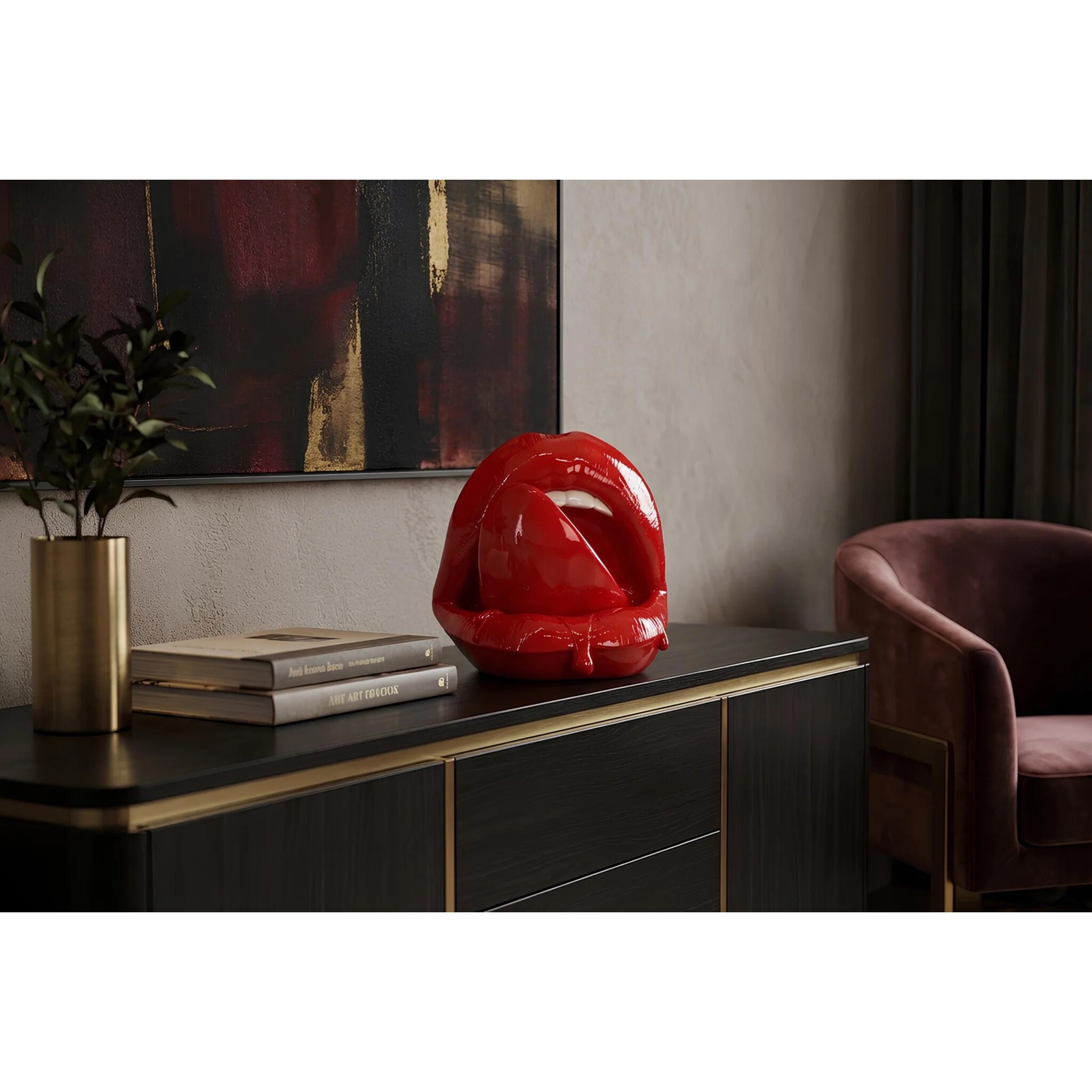 Pop-Art Dekorationsfigur Lip – Verspielte Rote Lippen von Invicta, rot 