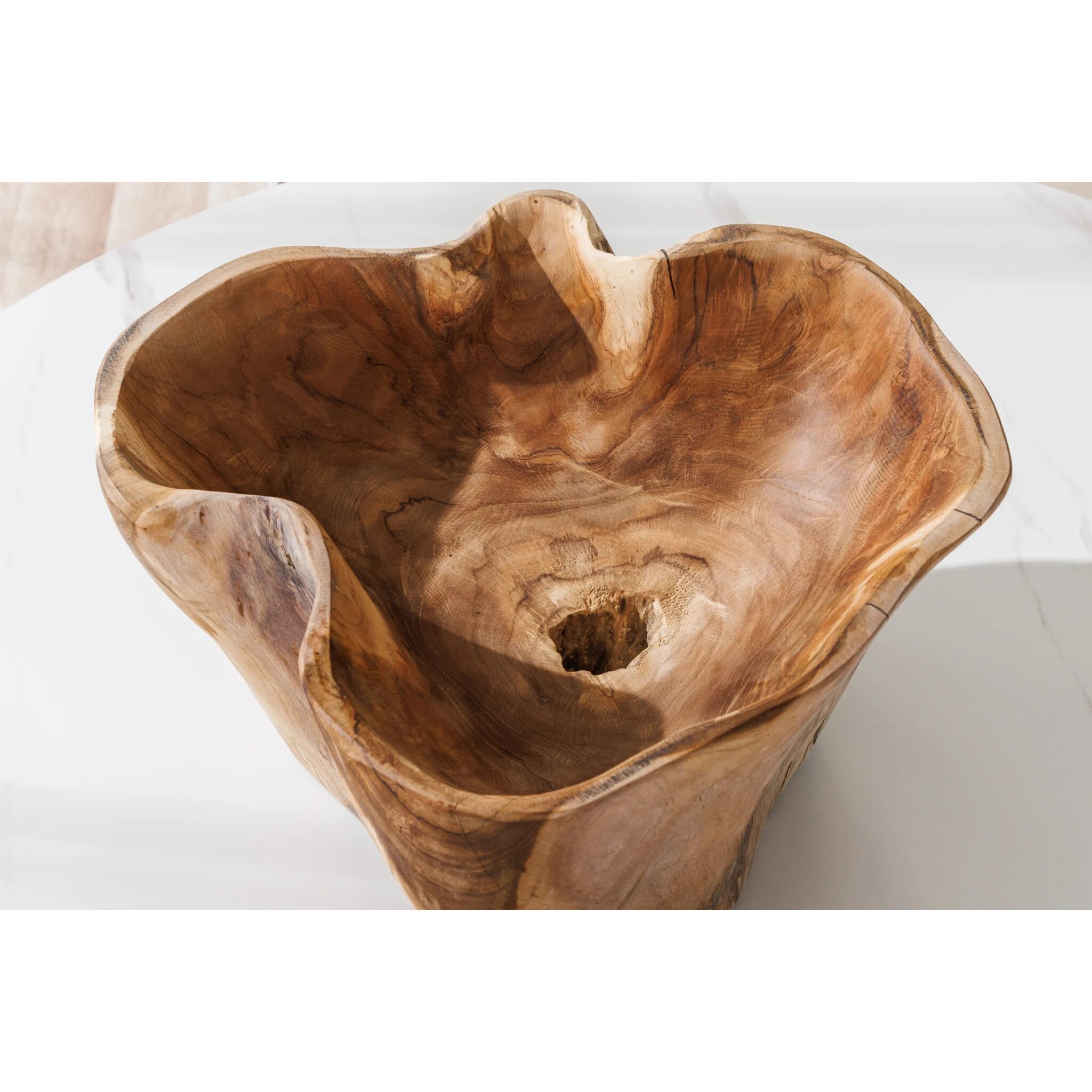 Dekoschale aus Teakholz Flowers, natur 