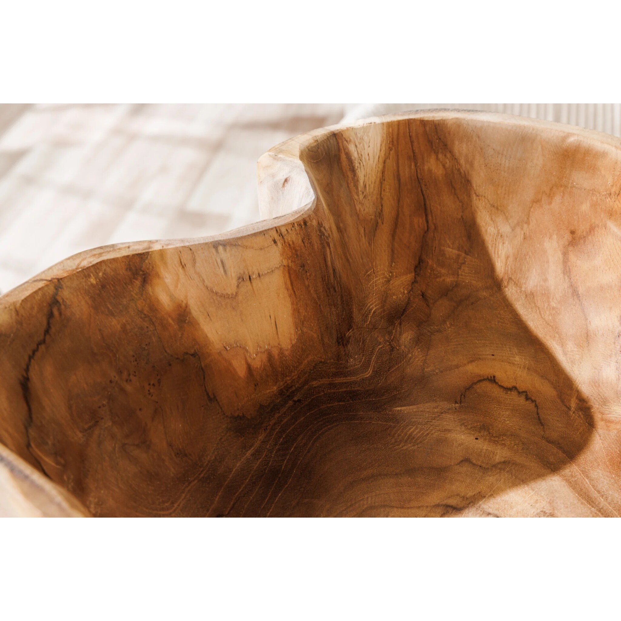 Dekoschale aus Teakholz Flowers, natur 