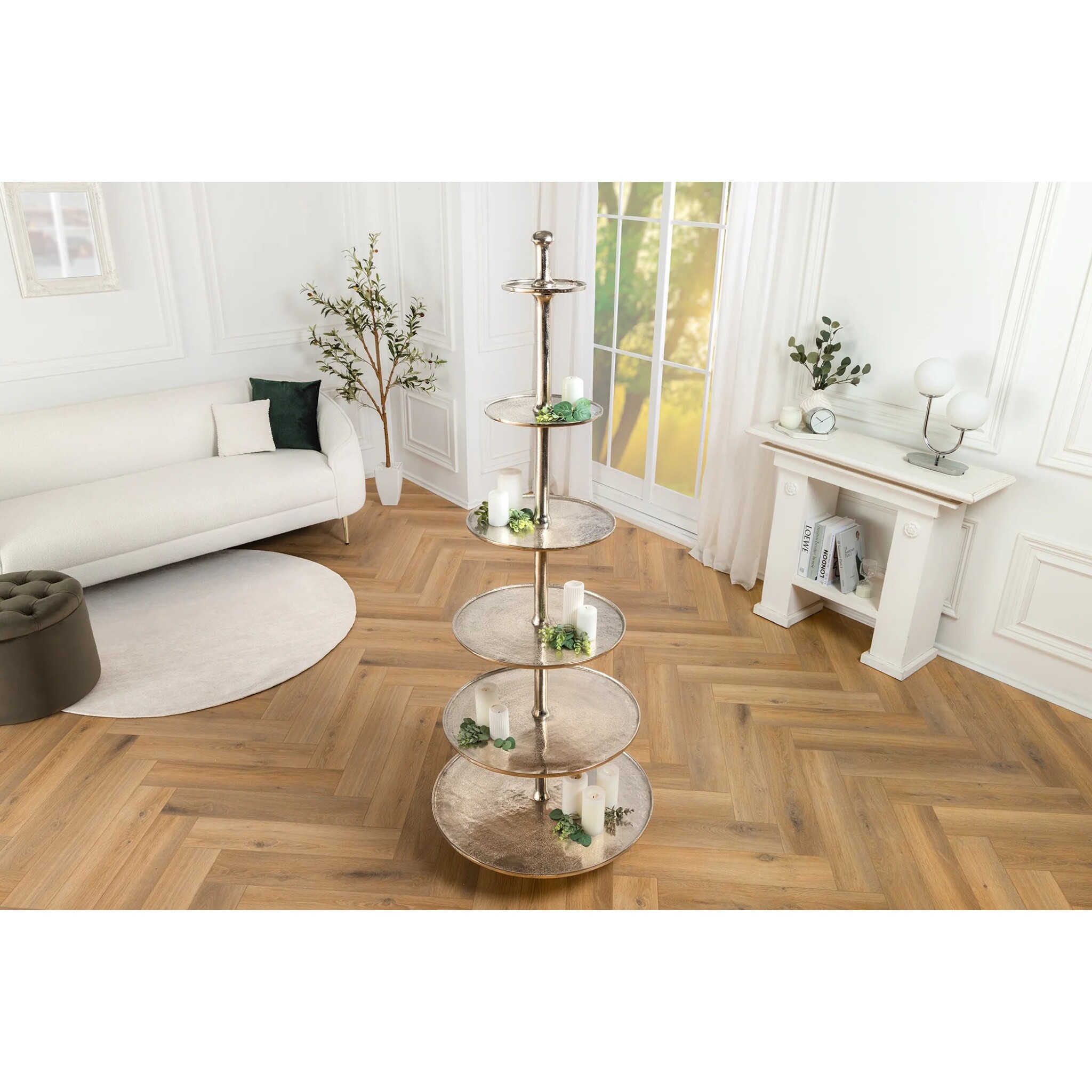 Etagere Abstract XL mit 6 Tabletts, silber 