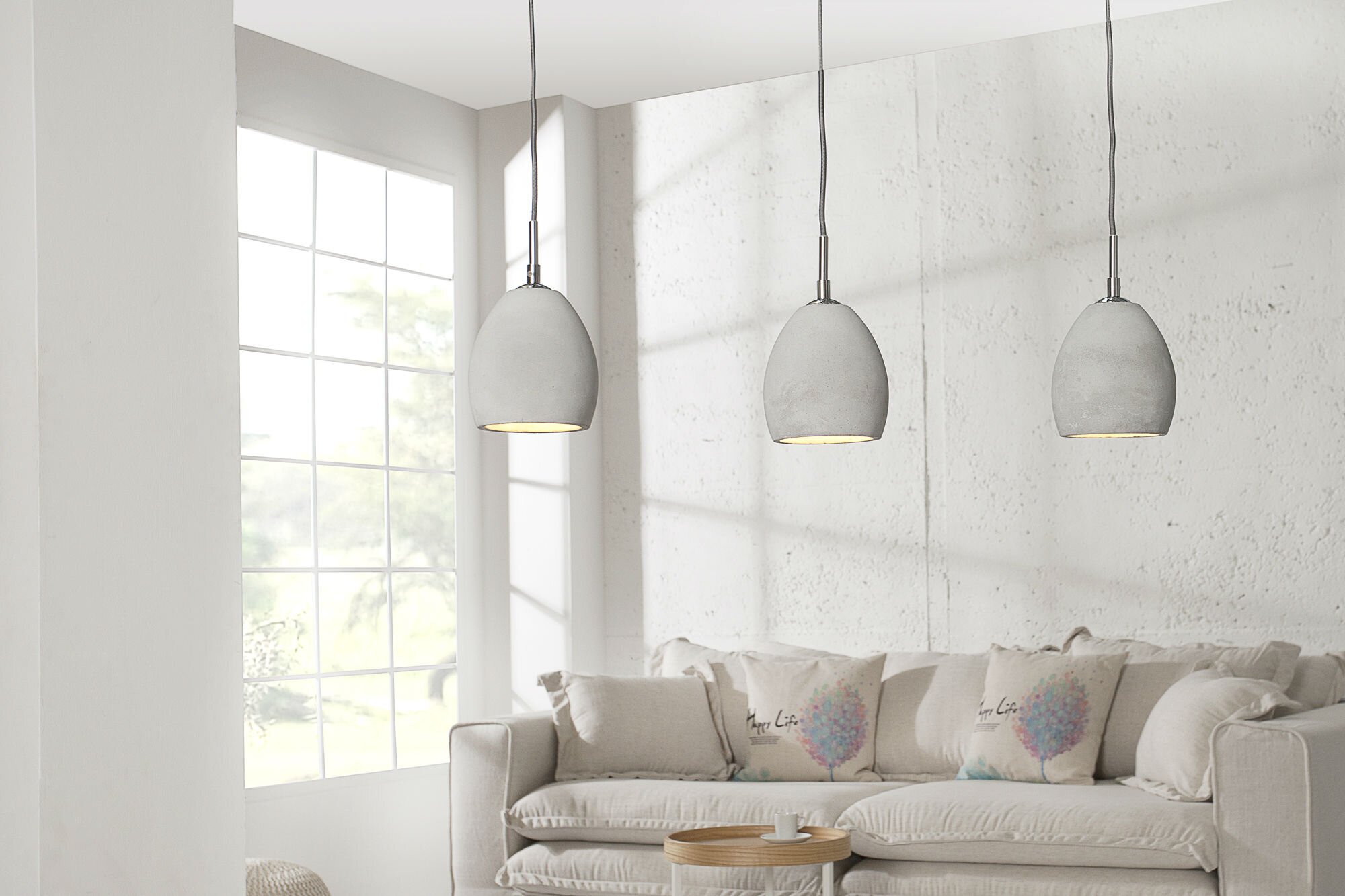 Hängeleuchte Cement grau 3er, grau 