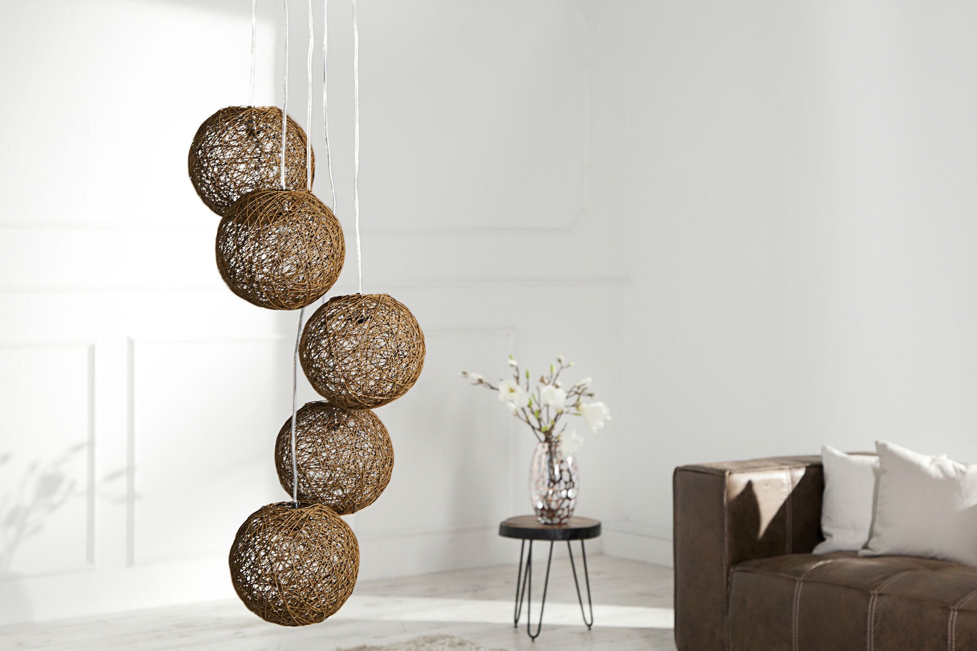 Hängeleuchte Cocooning Pearls 5er, braun 
