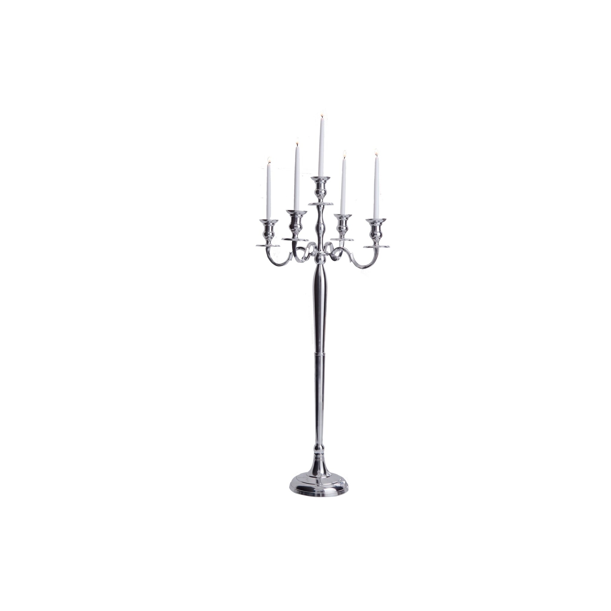 Kerzenständer Modern Barock 5-armig silber, silber 120cm
